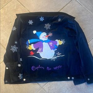 -Quacker Factory black Velvet Embroidered Jacket! 1X
